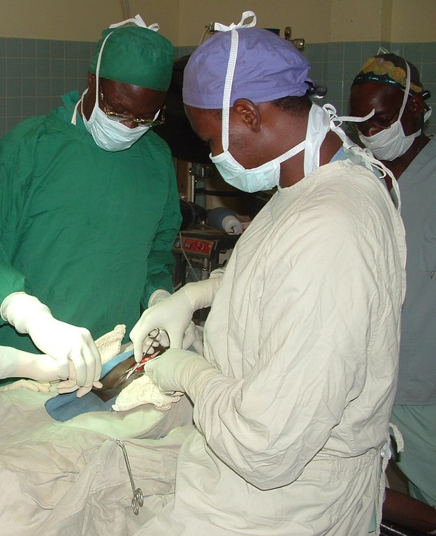 African surgical team in the operating room